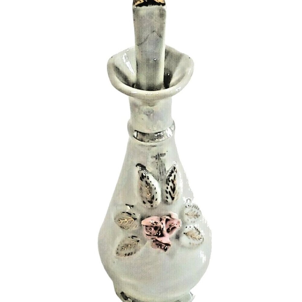 Betson Hand Painted Perfume Bottle Gold Japanese Vanity Japan RARE MCM Lusterwar